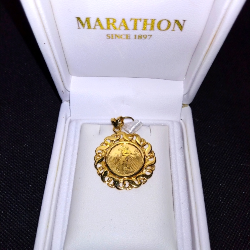 Beautiful Gold Peace Dollar Necklace